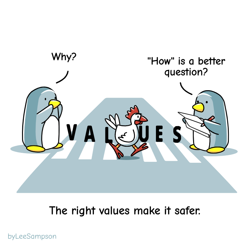 Leadership Cartoon using penguins to discuss the soft skill of empathy by Lee Sampson.